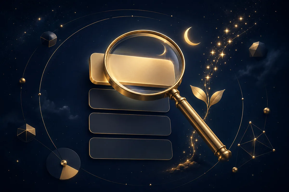 Co je SEO optimalizace: lupa zkoumá výsledky vyhledávání a posouvá web na první místo