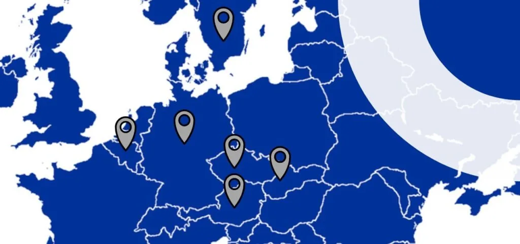 Mapa expanze do Německa a Rakouska