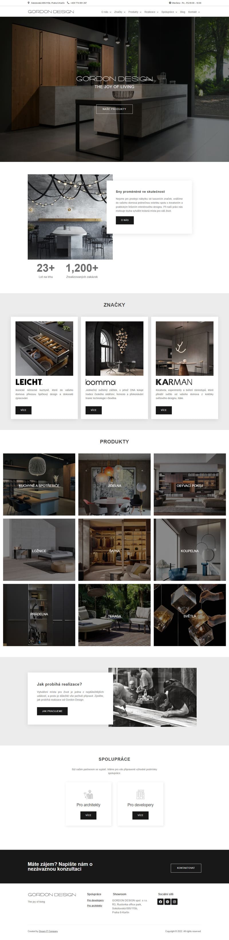 Tvorba webu na míru pro interiérové studio Gordon Design