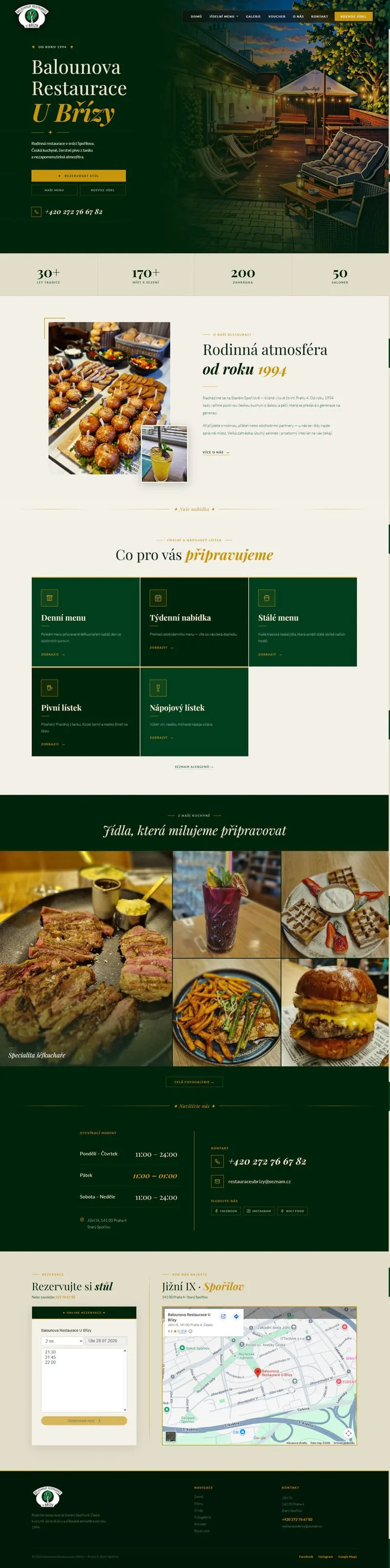 Web na míru pro Balounovu Restauraci U Břízy